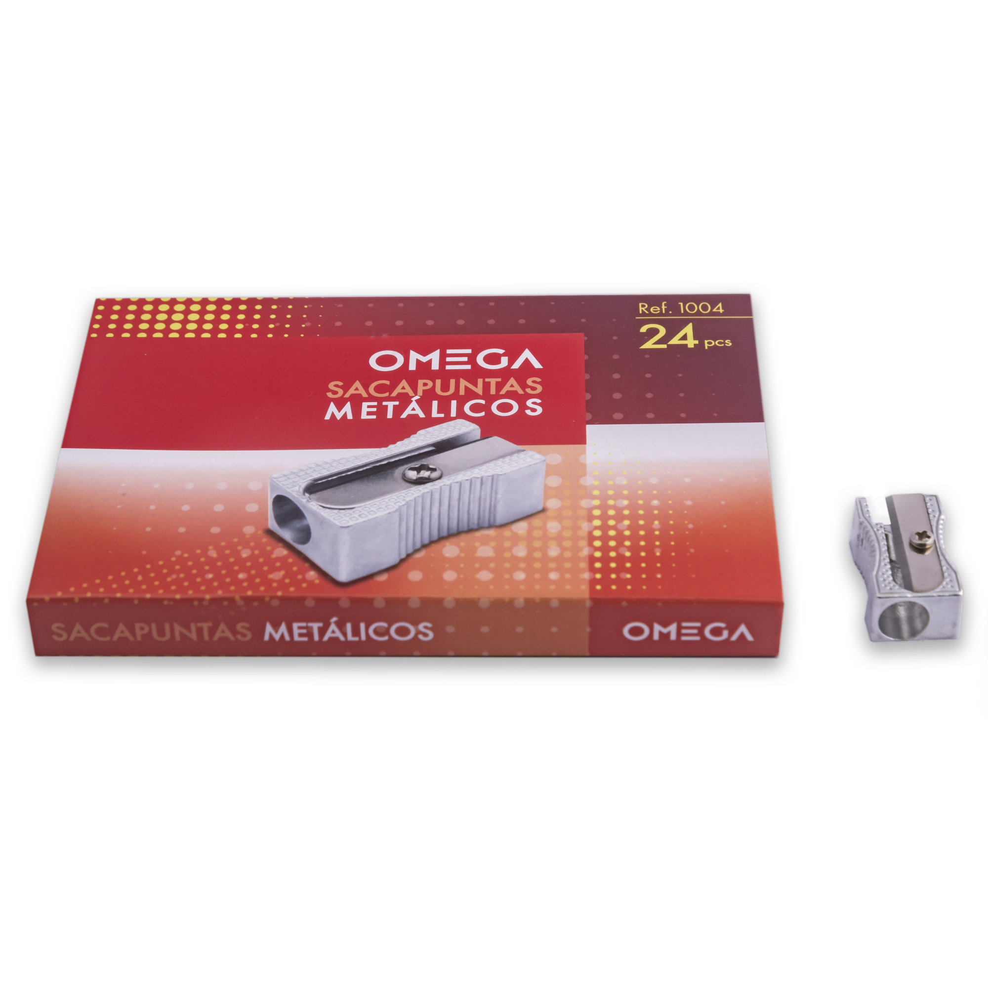 CAJA CON 24 SACAPUNTAS DE METÁL OMEGA 1004